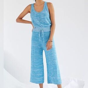 Anthropologie | Daily Practice | NWT | Cropped Knit Jumpsuit | Ocean Blue | M
